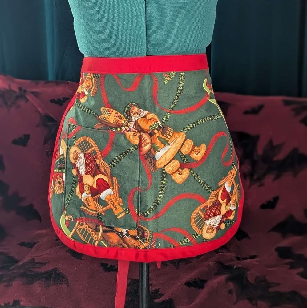 Retro Mini Half Apron - Santa's sleigh Bells